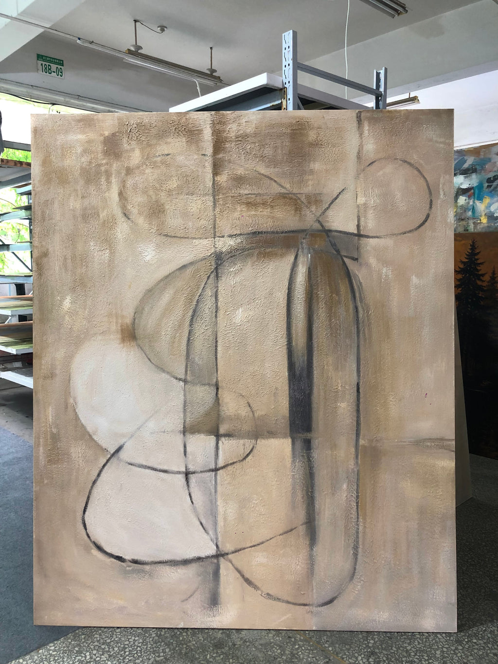 Dynamic Line Flow - Hand-painted oil painting