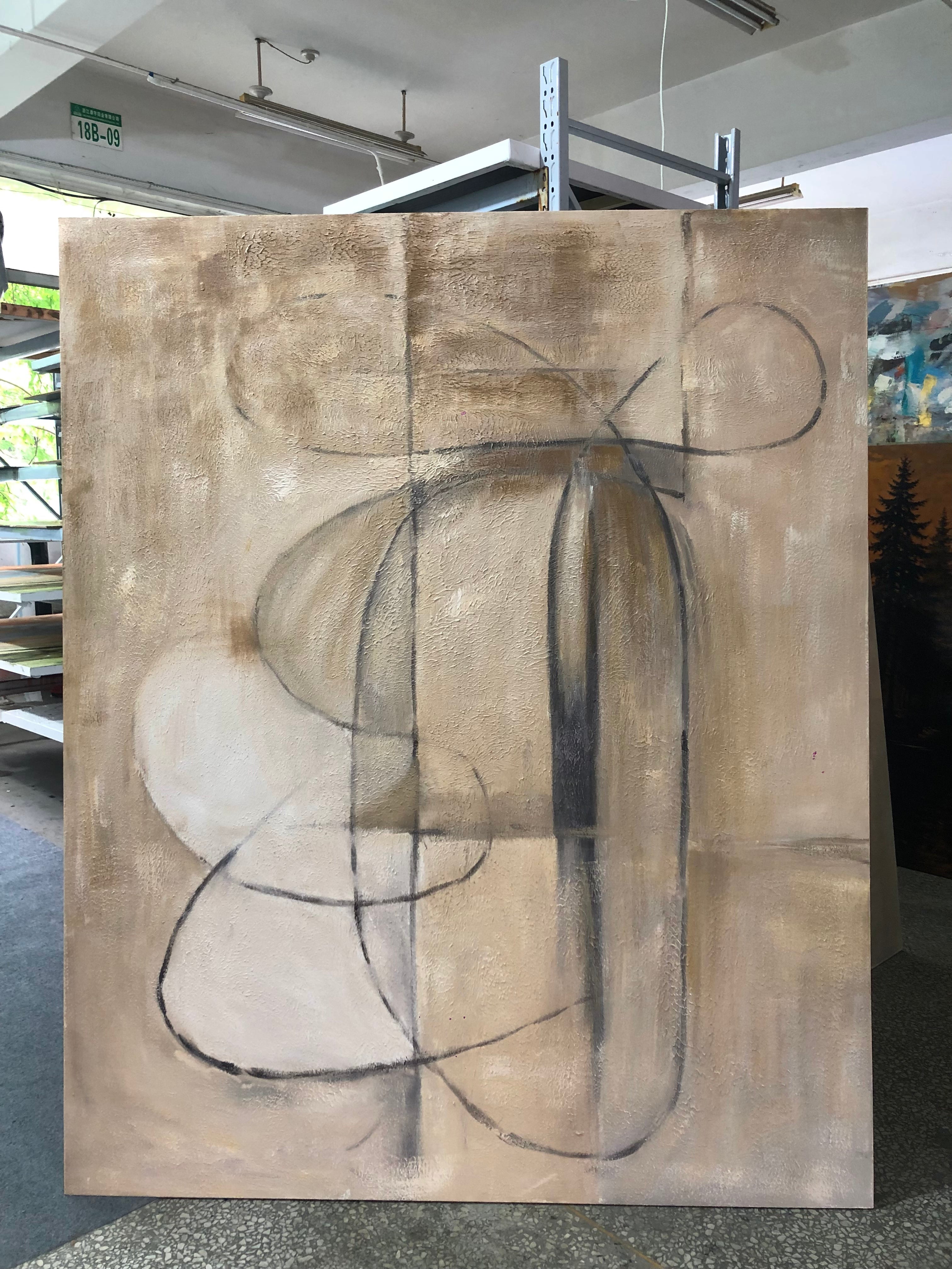 Dynamic Line Flow - Hand-painted oil painting