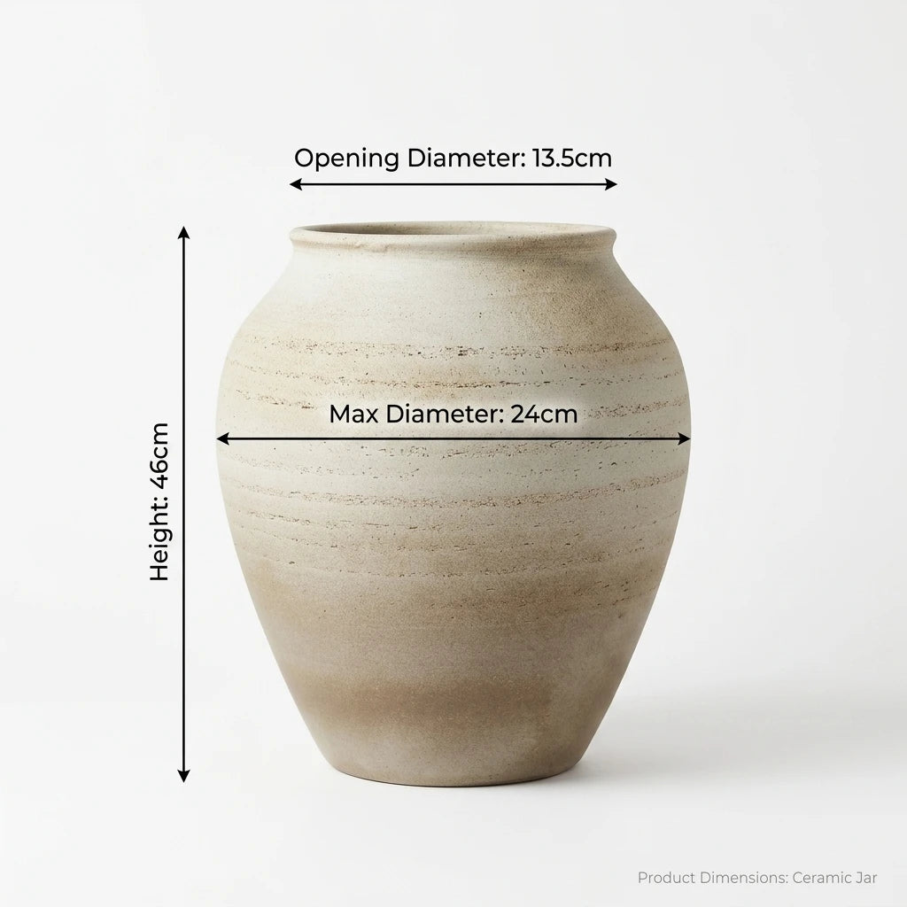 Traditional Blue and White Peony Ceramic Ginger Jar Dimension Chart