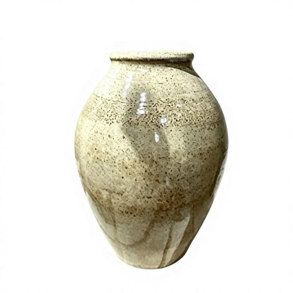 Tall Hand-Painted Blue and White Ceramic Bud Vase White Background