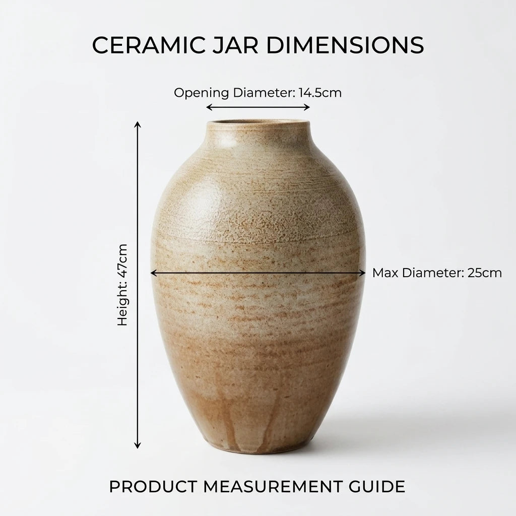 Majestic Blue and White Lotus Porcelain Ginger Jar Dimension Chart